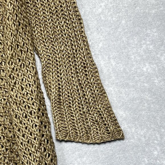 Ralph Lauren Sweater X-Large Brown Linen Open Front Shawl Cardigan Long Line - Picture 3 of 13